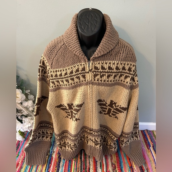 Polo Ralph Lauren Other - y2k Polo Ralph Lauren Cowichan Sweater Wool Cardigan American Flag Tan XXL